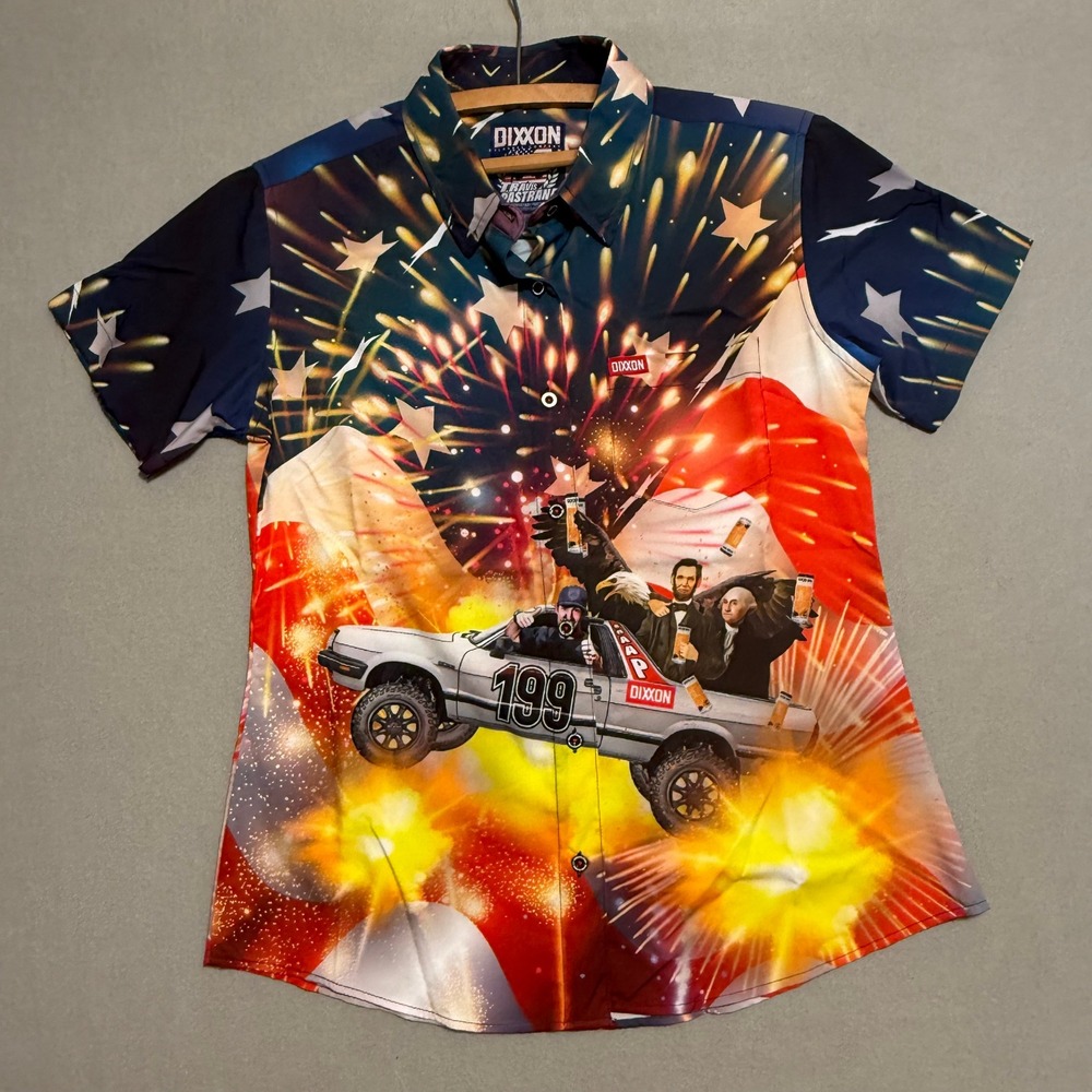 Dixxon Travis Pastrana 199 Patriotic July 4 Motocross Party Shirt Men M